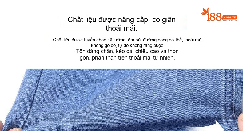 Quần Jean Dài Nam Ống Đứng Co Giãn Vừa Vặn Màu Xanh Navy chi tiết 7