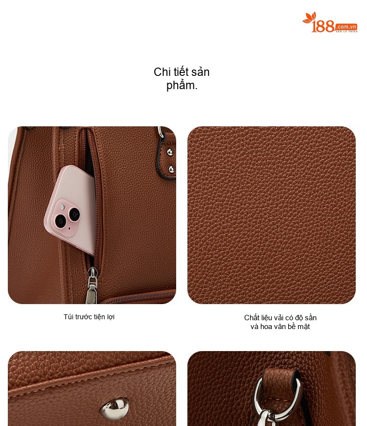 Túi Tote Nữ Đa Năng Da Mờ Sức Chứa Lớn Đựng Laptop Màu Nâu, Đen, Trắng chi tiết 17