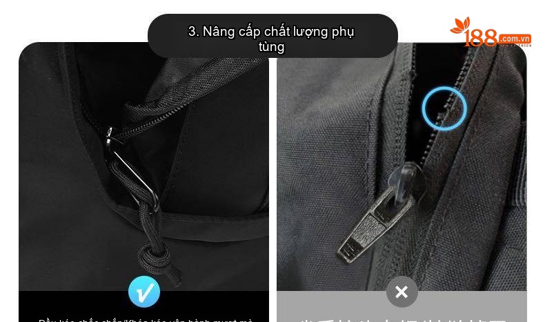 Balo Nam Đeo Lưng Vải Dù Chống Nước Chống Sốc Laptop Đi Học Du Lịch Leo Núi Màu Đen chi tiết 11