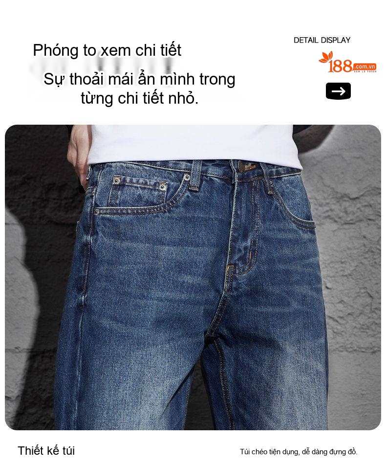 Quần Jean Dáng Rộng Thẳng Đứng Phong Cách Retro Mỹ Thoải Mái Không Kén Dáng Màu Xanh Dương chi tiết 40