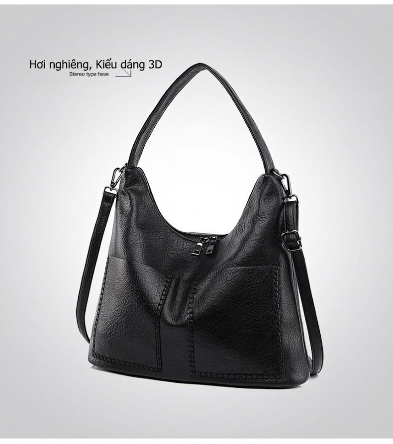 Túi Tote Da Mờ Đeo Vai Đựng Vừa A4 Phong Cách Casual Màu Đen, Nâu chi tiết 18