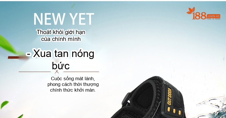 Dép Sandal Nam Da Thật Quai Dán Đế Cao Su Chống Trượt Bít Mũi Đi Biển, Đi Phượt (đế cao 3 cm) chi tiết 1