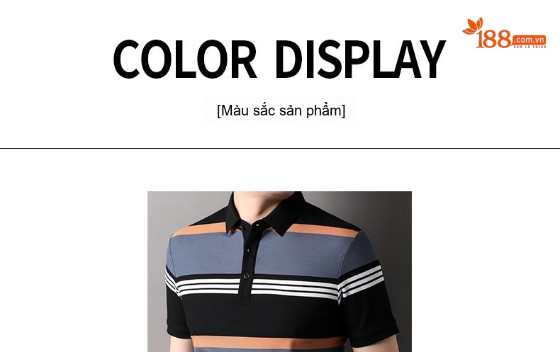 Áo Polo Nam Tay Ngắn Cotton Kẻ Sọc Thời Trang Màu Đen, Nâu, Xám, Trắng chi tiết 3