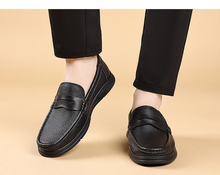 Giày Lười Nam Da Cừu Mềm Mại Thoải Mái Chiều Cao Đế Khoảng 2cm Màu Đen, Nâu chi tiết 17