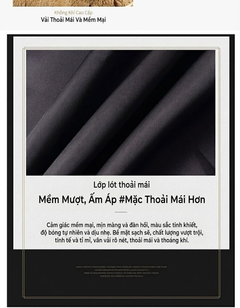 Áo Khoác Da Cừu Nam Cổ Bẻ Khóa Kéo Phong Cách Doanh Nhân Màu Đen, Nâu chi tiết 3
