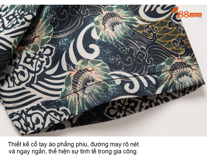 Áo Sơ Mi Nam Tay Ngắn In Họa Tiết Thời Trang Chất Liệu 桑蚕丝 Màu Đen, Trắng, Xanh... chi tiết 12