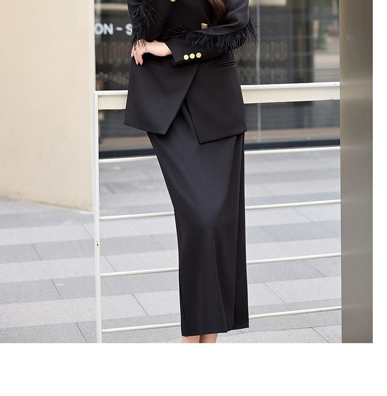 Set Áo Blazer Tay Lông và Chân Váy Nữ Phong Cách Hàn Quốc Màu Đỏ Rượu Vang, Đen chi tiết 28