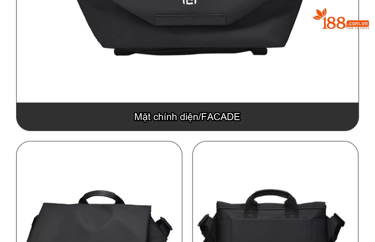 Túi Đeo Chéo Nam Laptop Vải Dù Chống Nước Công Sở Du Lịch Đựng Vừa A4 Màu Đen chi tiết 29