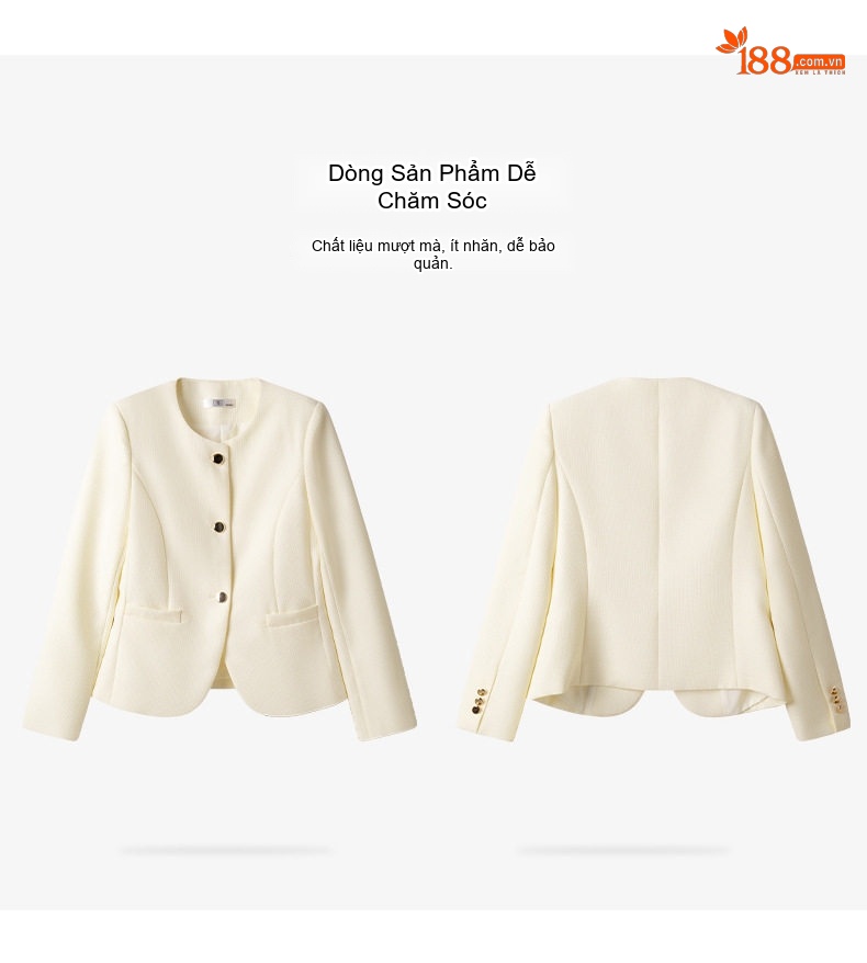 Áo Khoác Blazer Nữ Phong Cách Hàn Quốc Công Sở Thanh Lịch Màu Hồng, Kem, Xanh, Vàng chi tiết 5