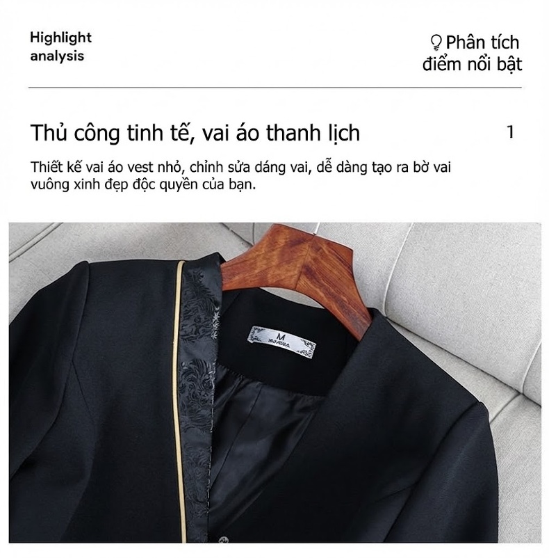 Bộ Vest Công Sở Nữ Quần Dài/Chân Váy Áo Blazer Thanh Lịch Màu Đen, Xanh Dương, Tím chi tiết 4