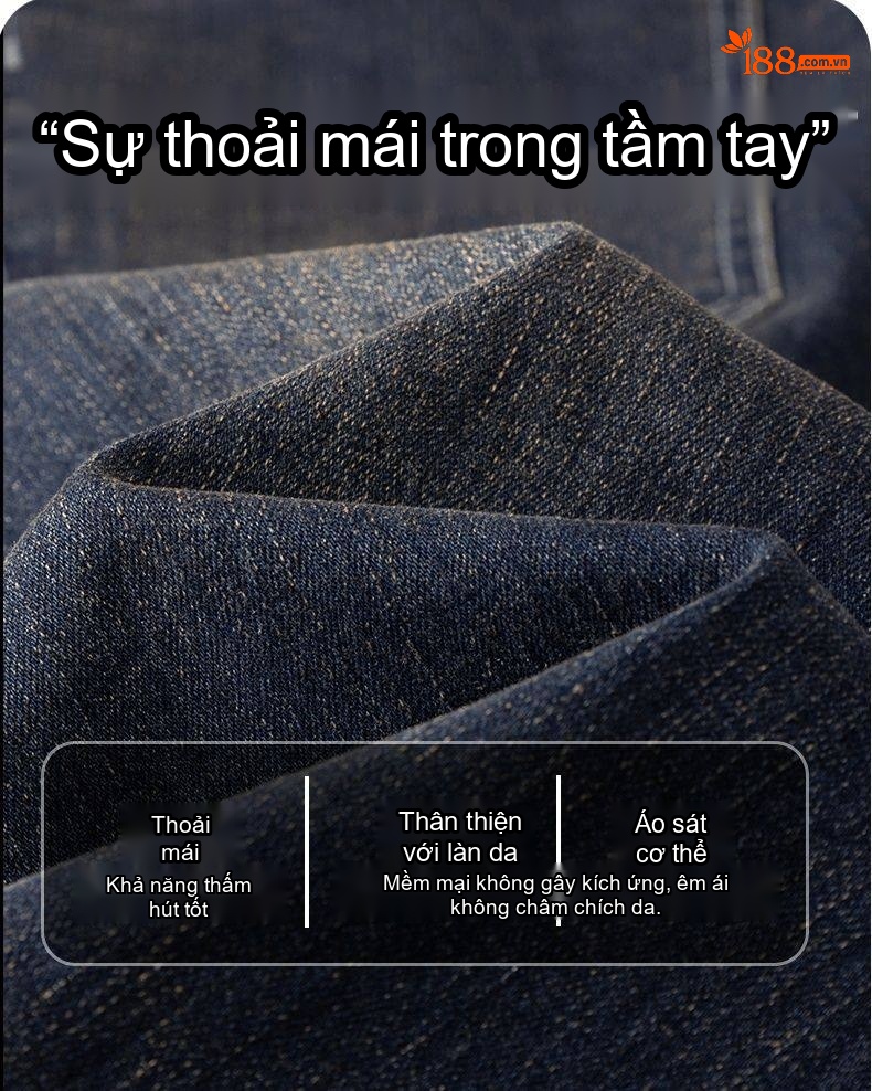 Quần Jean Nam Ống Đứng Vừa Vặn Phong Cách Retro Vải Denim Màu Xanh Dương chi tiết 9