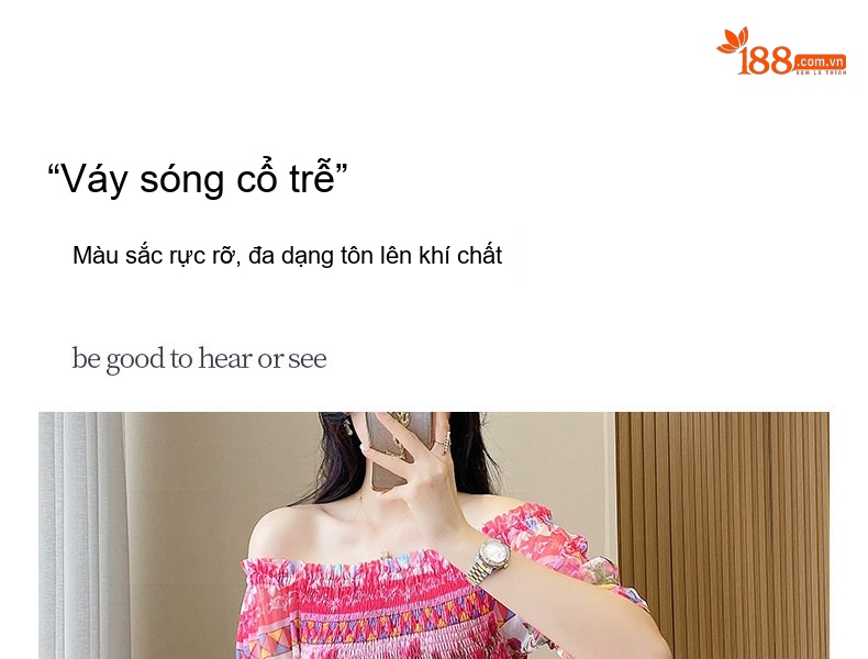Váy Maxi Nữ Hở Vai Mùa Hè, Vải Voan Lưới Họa Tiết Hoa Nhỏ, Phong Cách Pháp chi tiết 4