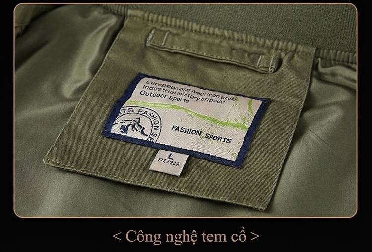 Áo Khoác Bomber Nam Cotton Giặt Nước Nhiều Túi Dáng Rộng Màu Đen, Xanh Olive, Nâu Vàng chi tiết 18