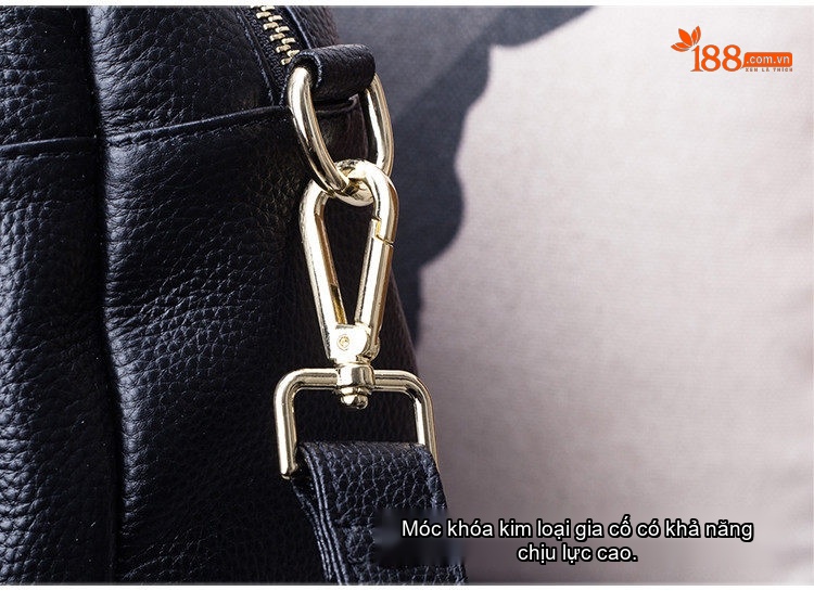 Túi Xách Tay Nữ Da Bò Mềm Lớn Đeo Chéo Đựng Đồ Cho Mẹ Bỉm Sữa Màu Đen chi tiết 12