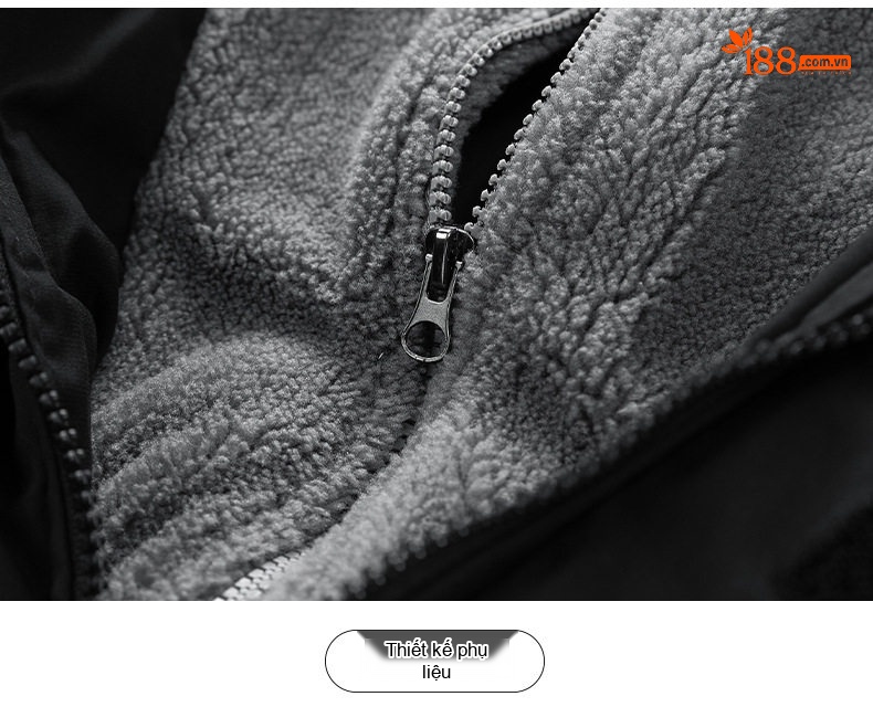 Áo Khoác Cotton Nam Mùa Đông Dáng Rộng Lông Cừu Non Dày Dặn Ngắn Tay Có Mũ Phong Cách Hàn Quốc Màu Be, Đen chi tiết 20