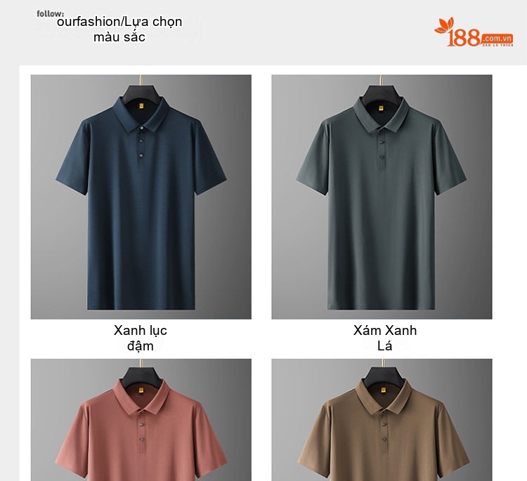 Áo Thun Polo Nam Cổ Bẻ Tay Ngắn Plus Size Vải Dệt Kim Thoáng Mát Màu Đen, Xanh Navy, Cam Đất, Nâu... chi tiết 7