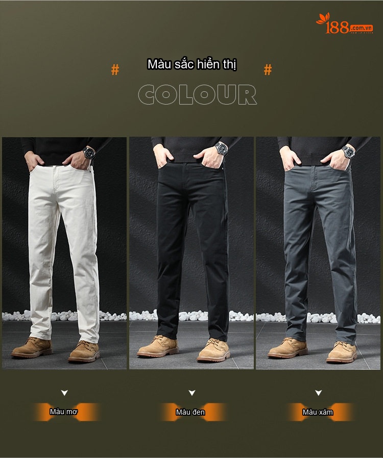 Quần Dài Nam Cotton Ống Đứng Dáng Rộng Thoải Mái Màu Trắng, Đen, Xám chi tiết 15