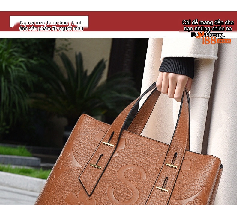 Túi Tote Nữ Da Siêu Sợi Thời Trang Cao Cấp, Túi Xách Tay Nữ Đựng Đồ Lớn Màu Nâu, Đen, Đỏ Rượu Vang chi tiết 15