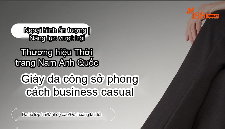 Giày Tây Buộc Dây Nam Da Bóng Chiều Cao Đế Khoảng 3cm Màu Đen, Nâu chi tiết 1