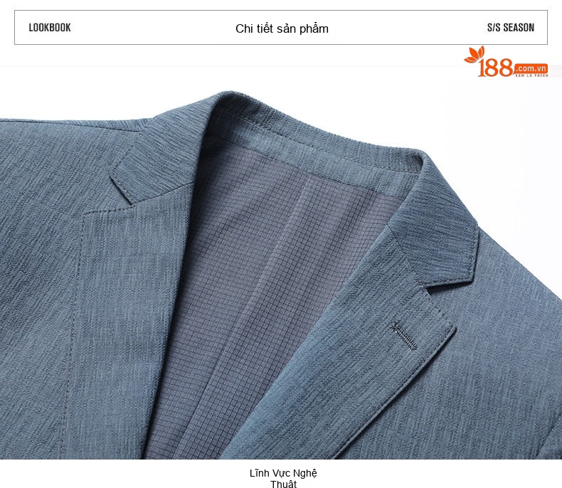 Áo Vest/Blazer Nam Thu Đông Hoạ Tiết Gợn Sóng Ôm Dáng Màu Xanh chi tiết 10