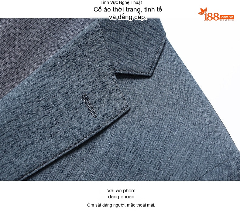 Áo Vest/Blazer Nam Thu Đông Hoạ Tiết Gợn Sóng Ôm Dáng Màu Xanh chi tiết 11