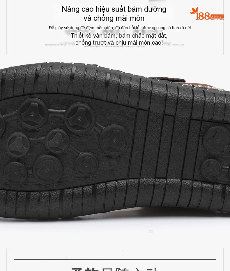 Sandal Nam Quai Dán Thủ Công Da Mờ Đế Cao Khoảng 2cm chi tiết 5