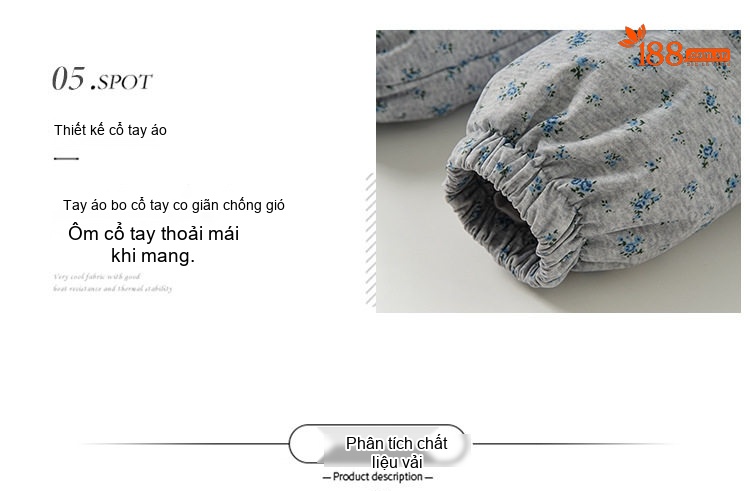 Áo Khoác Phao Nữ Dáng Ngắn Họa Tiết Hoa Nhỏ Phong Cách Hàn Quốc Màu Trắng Kem, Xám Xanh chi tiết 9