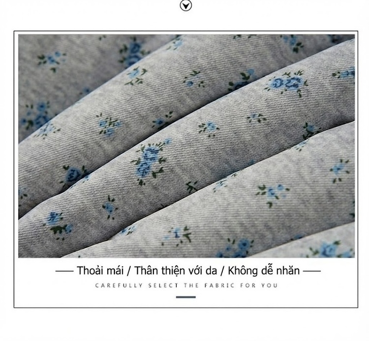 Áo Khoác Phao Nữ Dáng Ngắn Họa Tiết Hoa Nhỏ Phong Cách Hàn Quốc Màu Trắng Kem, Xám Xanh chi tiết 10