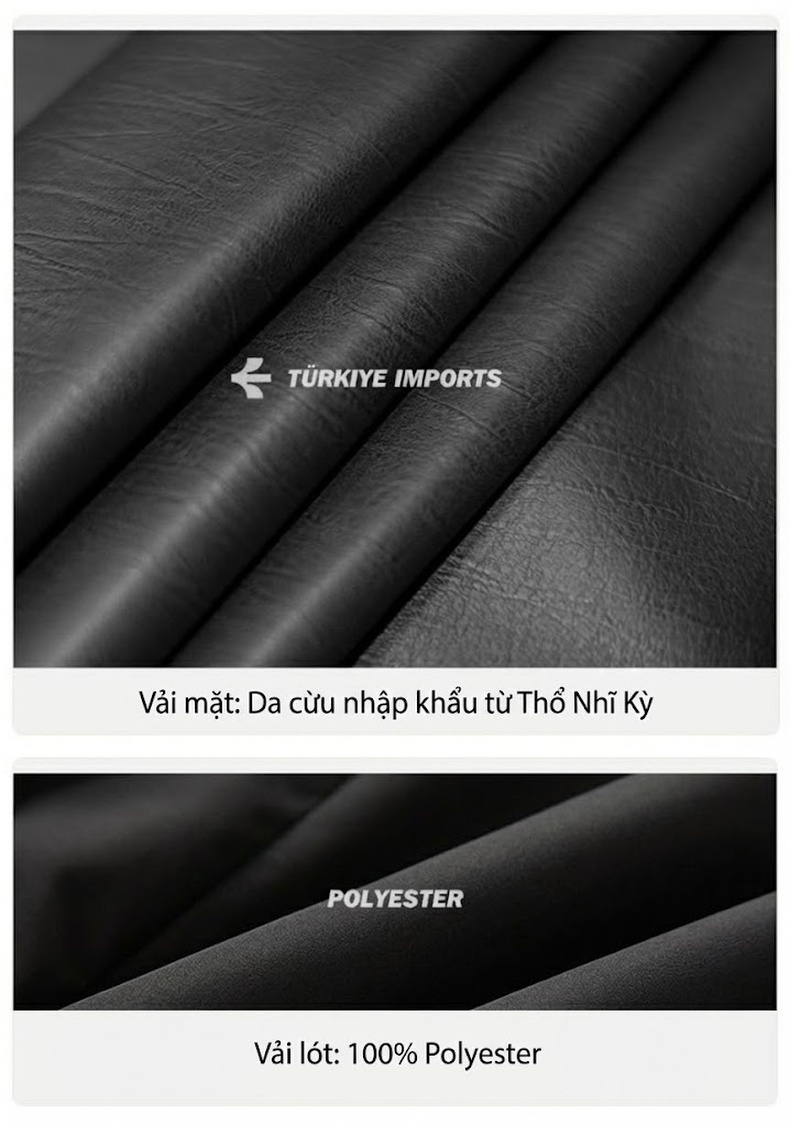Áo Khoác Da Thật Nam Dáng Retro Màu Nâu, Đen chi tiết 6