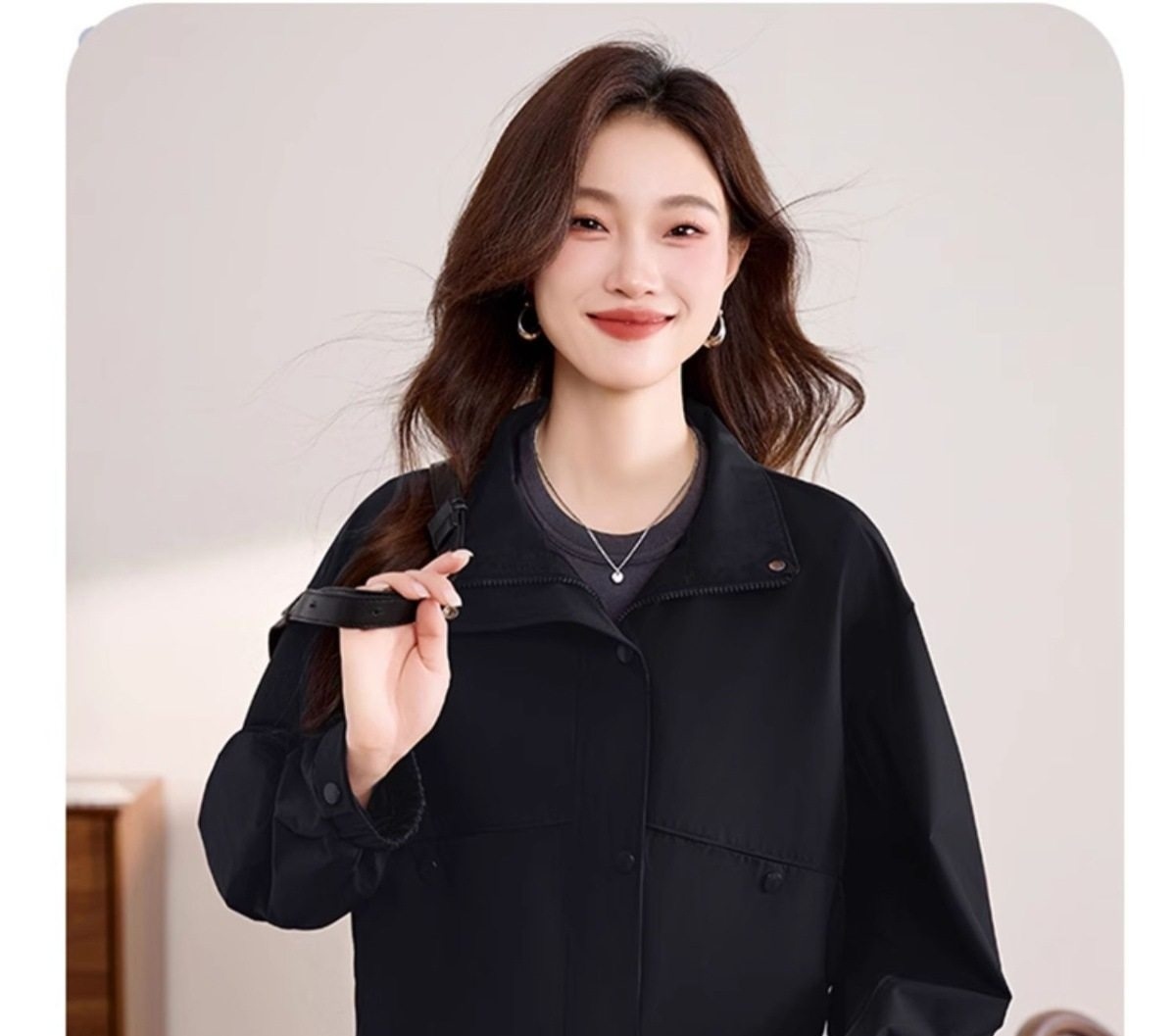 Áo Khoác Bomber Nữ Tay Lỡ Dáng Ngắn Màu Đỏ, Nâu, Đen chi tiết 22