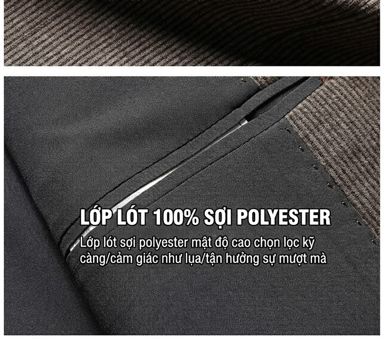 Áo Vest Nam Dáng Ôm Vừa Vặn Dày Dặn Không Nhăn Co Giãn Tốt Màu Nâu, Xám chi tiết 8