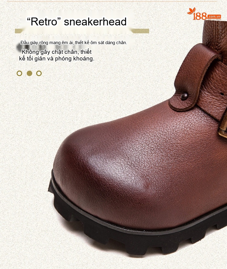 Boot Nữ Cổ Lửng Da Bò Công Sở Khóa Cài Chiều Cao Đế Khoảng 3cm Màu Nâu, Đen chi tiết 5