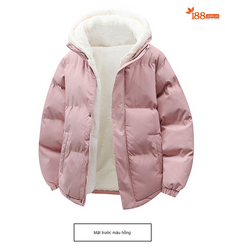 Áo Khoác Cotton Nam Lông Cừu Non Hai Lớp Dày Dặn Có Mũ Trùm Đầu Màu Trắng, Xanh Dương, Xanh Lá, Hồng... chi tiết 15