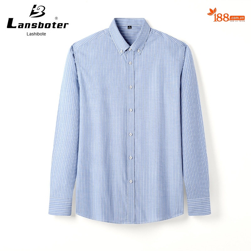 Áo Sơ Mi Dài Tay Nam Cotton Kẻ Sọc Kiểu Dáng Ôm Vừa Màu Xanh, Hồng, Xám