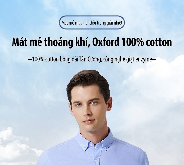 Áo Sơ Mi Tay Ngắn Nam Cotton Oxford Màu Trắng, Xanh Dương, Xanh Mint, Hồng... chi tiết 10