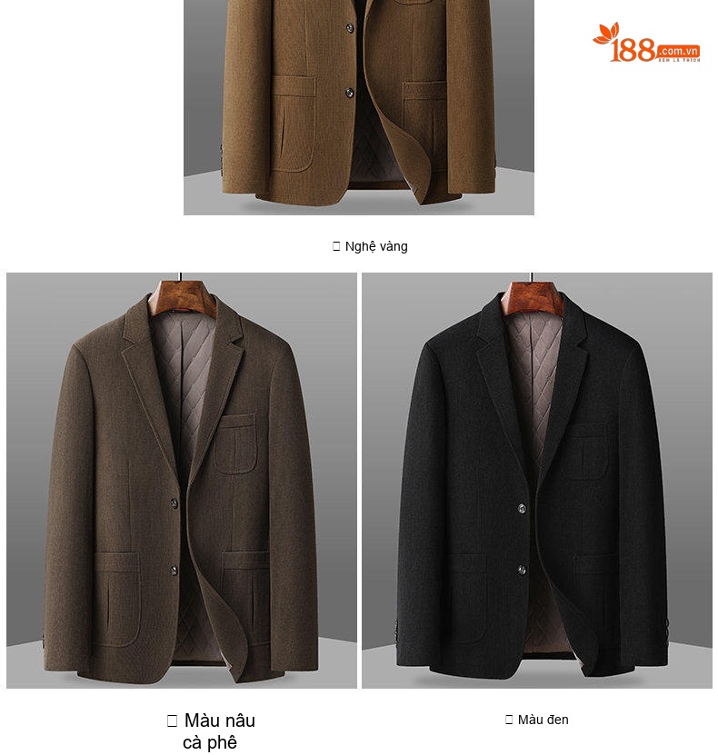 Áo Vest Nam Dáng Ôm Vải Nhung Gân Dày Dặn Hai Nút Phong Cách Lịch Lãm Màu Đen, Nâu chi tiết 8