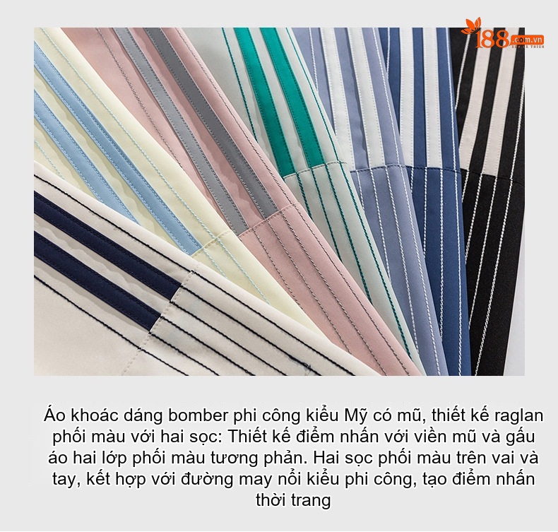 Áo Khoác Gió Nam Nữ Có Mũ Trùm Đầu Kiểu Dáng Thể Thao Màu Đen, Trắng, Hồng, Xanh Dương... chi tiết 5