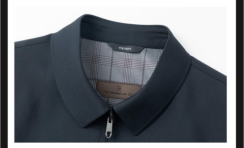 Áo Khoác Nam Cổ Bẻ Khóa Kéo Kiểu Dáng Công Sở Màu Xanh Navy, Nâu, Đen chi tiết 9