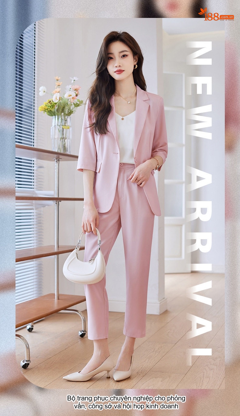 Áo Vest Blazer Nữ Tay Lỡ Dáng Ôm Vừa Vặn Phong Cách Hàn Quốc Màu Hồng, Kem, Xanh, Đen chi tiết 4