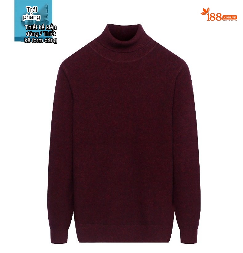 Áo Len Nam Cổ Lọ Dệt Kim Cashmere Dày Dặn Giữ Ấm Màu Nâu, Đỏ Rượu, Xám, Đen chi tiết 5