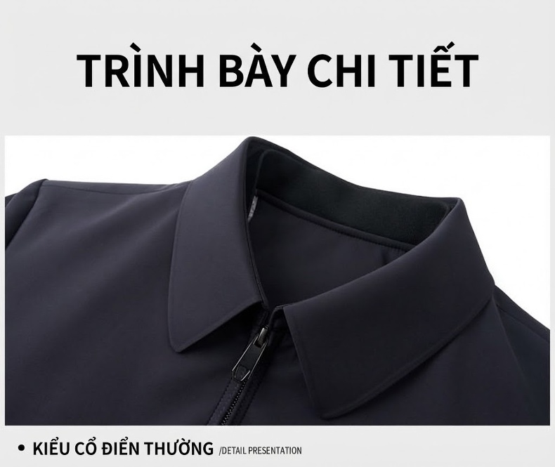 Áo Khoác Phao Nam Công Sở Dáng Ngắn Lót Lông Vũ Giữ Ấm Màu Xanh Navy chi tiết 20