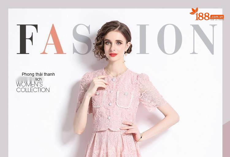 Set Bộ Áo Và Chân Váy Ren Thêu Hoa Phong Cách Cung Đình Thanh Lịch Màu Hồng chi tiết 1