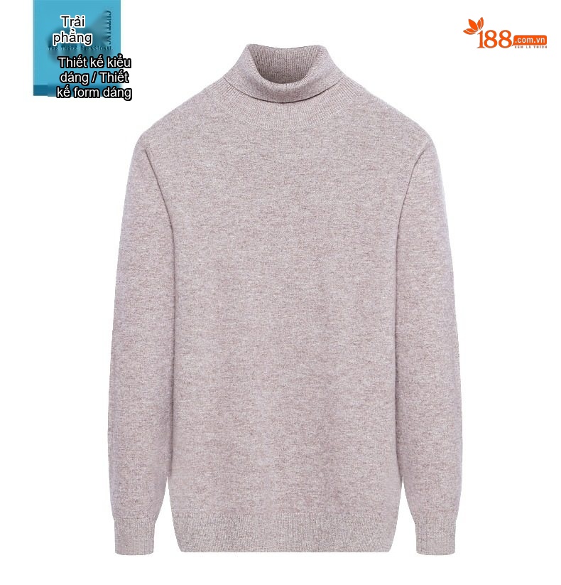 Áo Len Nam Cổ Lọ Dệt Kim Cashmere Dày Dặn Giữ Ấm Màu Nâu, Đỏ Rượu, Xám, Đen chi tiết 7