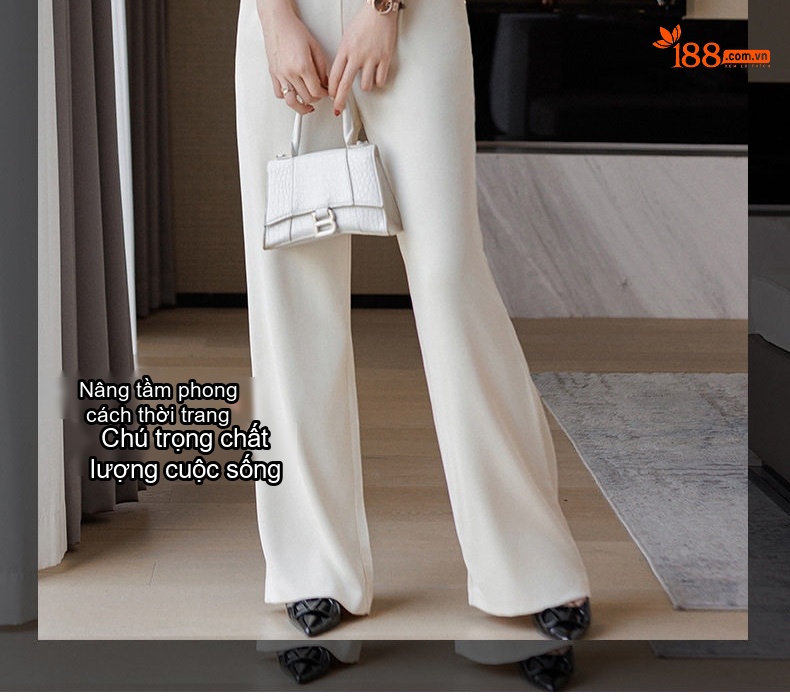 Set Bộ Vest Nữ Quần Ống Rộng Tay Ngắn Phong Cách Công Sở Thanh Lịch Màu Be, Xanh, Đen chi tiết 4
