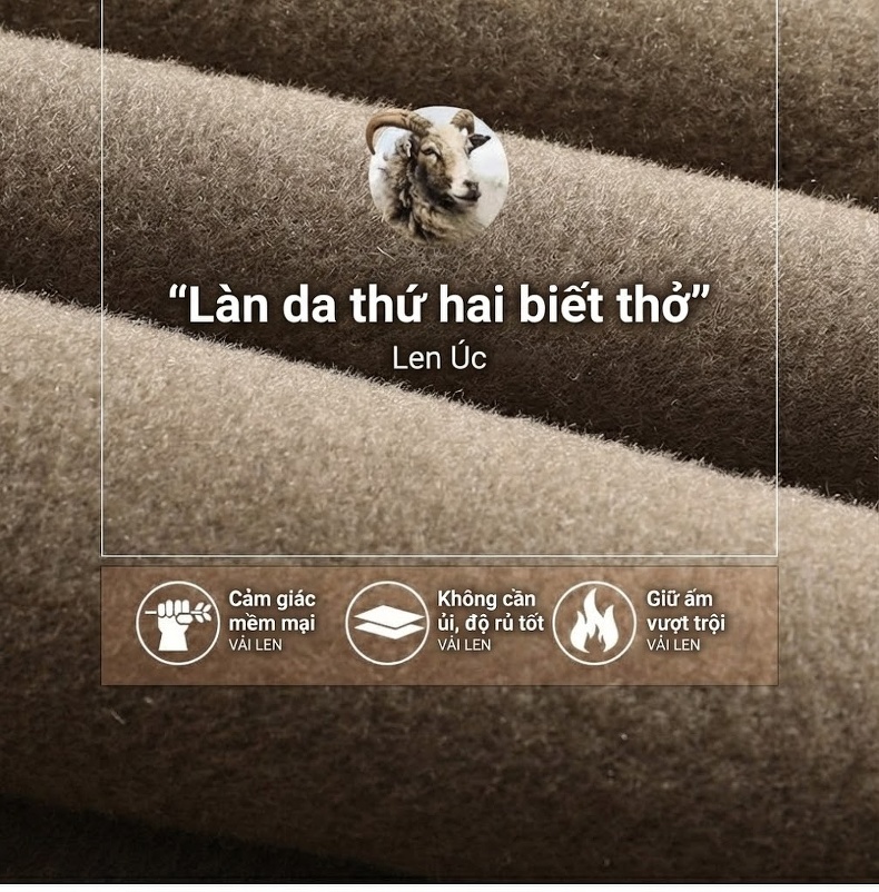 Áo Khoác Dạ Nam 100% Lông Cừu Hai Mặt Lót Nhung Vàng Kim Màu Be, Đen chi tiết 3
