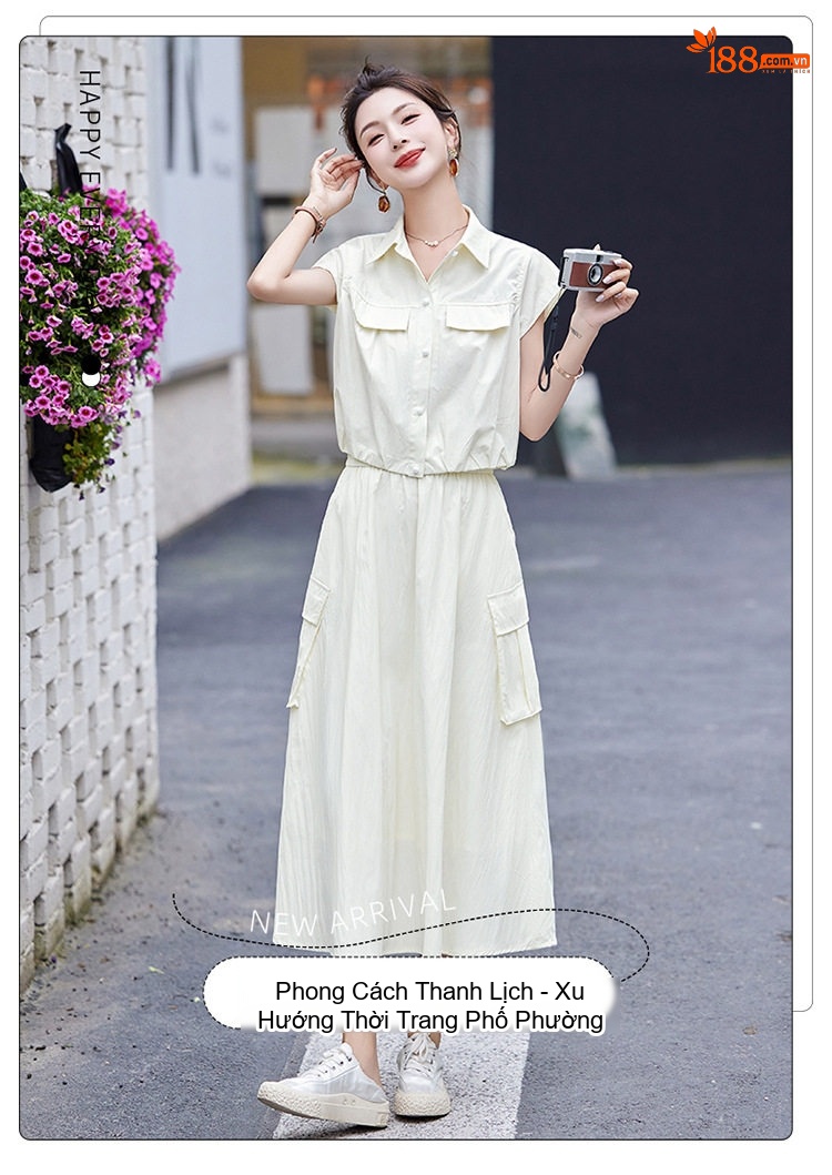 Set Bộ Áo Croptop Tay Ngắn Và Chân Váy Công Sở Dáng Dài Xòe Phong Cách Hàn Quốc Màu Xám, Kem, Xanh Olive chi tiết 3