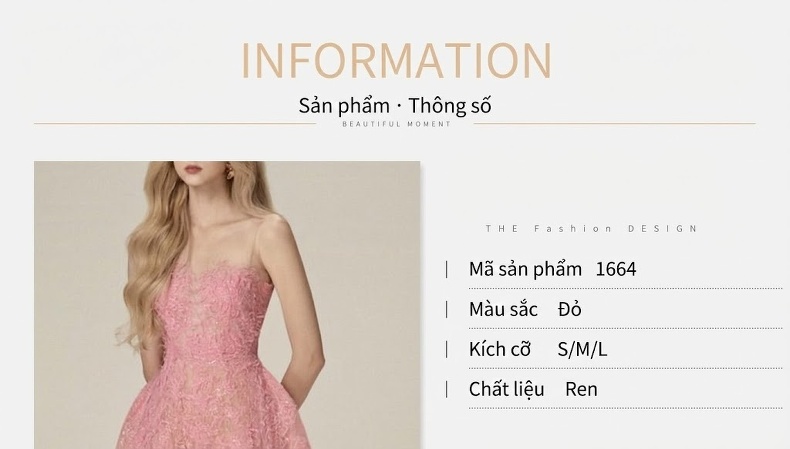Váy Ren Nữ Thiết Kế Việt Nam Hoa Nổi 3D Lấp Lánh Xuyên Thấu Cúp Ngực Dự Tiệc Màu Hồng, Xanh chi tiết 1