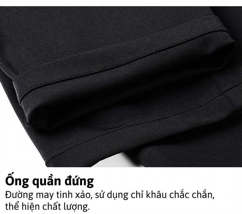 Quần Âu Nam Dáng Suông Lót Lông Dày Dặn Màu Đen chi tiết 29