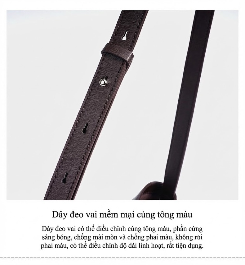 Túi Tote Da Cừu Đeo Vai/Đeo Chéo Phong Cách Tối Giản, Sức Chứa Lớn Màu Đen, Nâu chi tiết 13