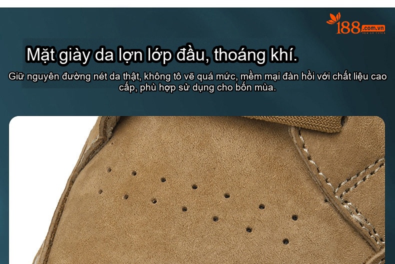 Giày Thể Thao Nam Da Thật Mặt Lộn Chiều Cao Đế Khoảng 3.5cm Màu Nâu, Be chi tiết 5